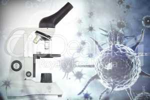 Composite image of digital image of blue virus