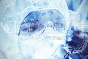 Composite image of digital image of blue virus