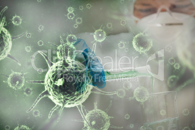 Composite image of graphic image of green virus