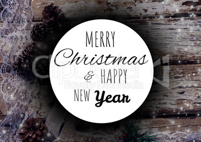 merry Christmas and happy new year text on Christmas background with snow