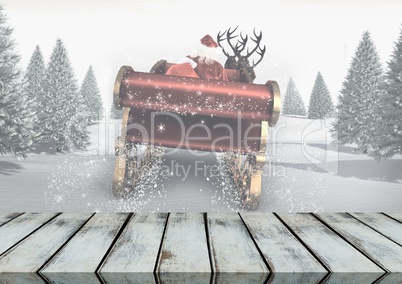 Wooden floor with Christmas theme background