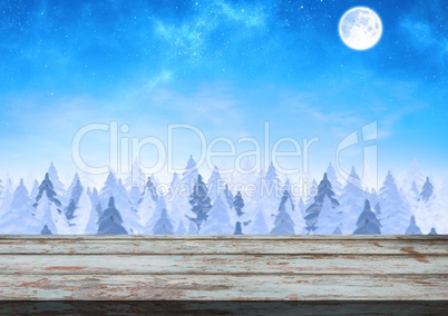 Wooden floor with Christmas theme background