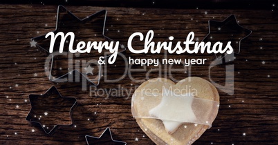 merry Christmas and happy new year text on Christmas background with snow