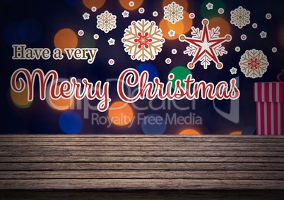 Wooden floor with Christmas theme background