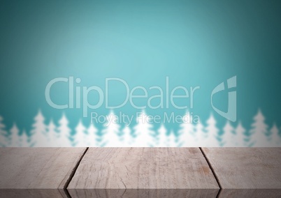 Wooden floor with Christmas theme background