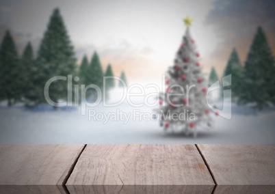 Wooden floor with Christmas theme background