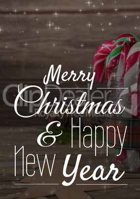 merry Christmas and happy new year text on Christmas background with snow