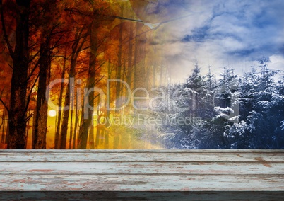 Wooden floor with Christmas theme background