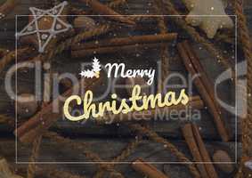 merry Christmas text on Christmas background with snow
