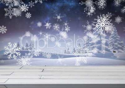 Wooden floor with Christmas theme background