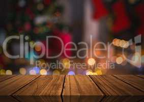 Wooden floor with Christmas theme background