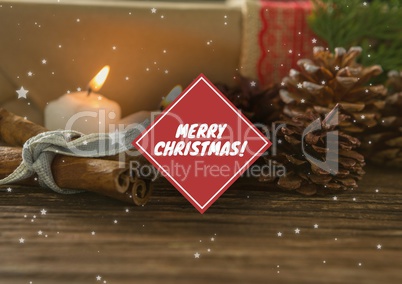 merry Christmas text on Christmas background with snow