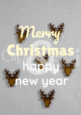 merry Christmas and happy new year text on Christmas background with snow