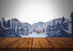 Wooden floor with Christmas theme background