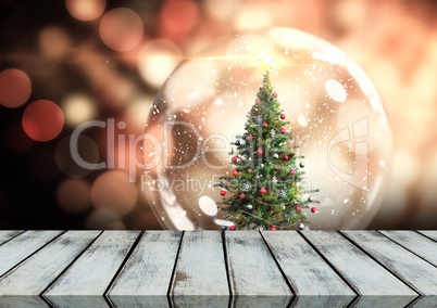 Wooden floor with Christmas theme background