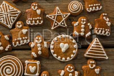 Overhead view of various ginger bread cookies