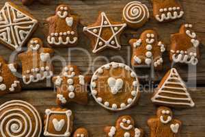Overhead view of various ginger bread cookies