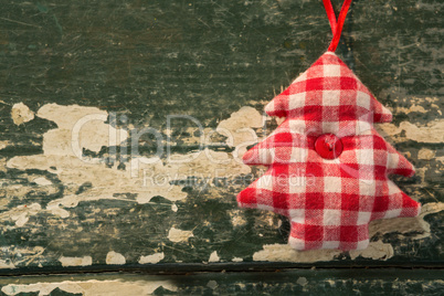 Close up of Christmas tree shape with checked patter