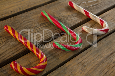 High angle view of colorful candy canes