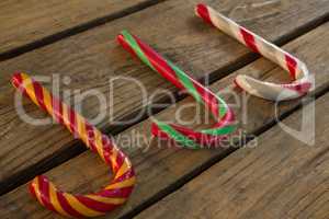 High angle view of colorful candy canes