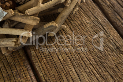 Wooden log on table
