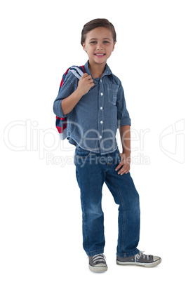 Boy posing against white background