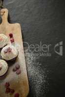 Cupcakes on cutting board