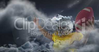 american football player in clouds
