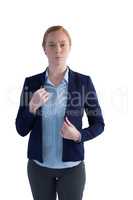 Businessman posing against white background