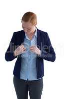 Businessman posing against white background