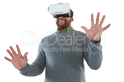 Male executive using virtual reality headset