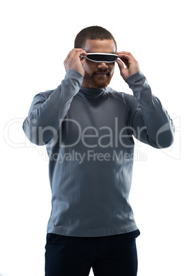 Man using virtual reality glasses