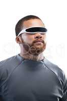 Man using virtual reality glasses