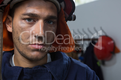 Close-up of fireman in the office