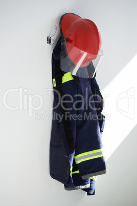 Protective workwear hanging on hook