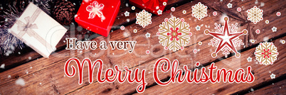 Christmas message on wooden background