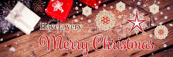 Christmas message on wooden background