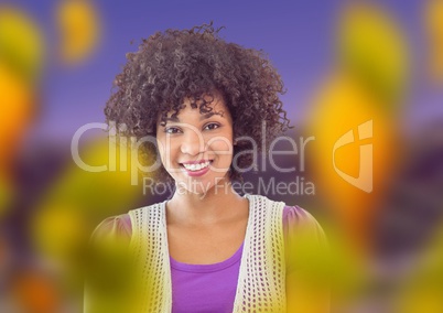 Woman's face with leaves