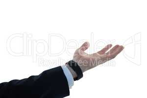 Businessman pretending to hold an invisible object