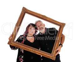 Happy couple in a picture frame