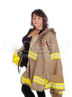 Fire fighting woman with jacket