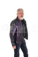 Middle age man standing with jacket