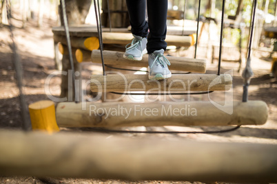 Low section of kid crossing zip line