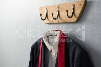 Blazer hanging on hook