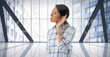 Businesswoman listening in city office