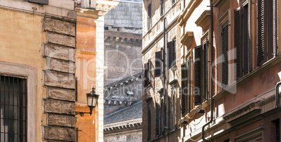 Old city lamp in a small alley in Rome