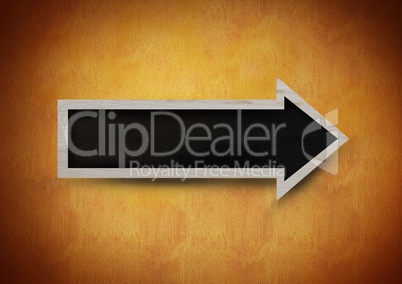 Blackboard arrow sign on wall