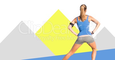 Fitness trainer woman with minimal shapes