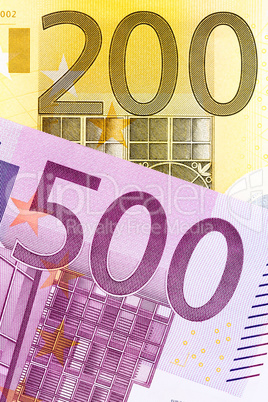 Two euro notes: 200 and 500.