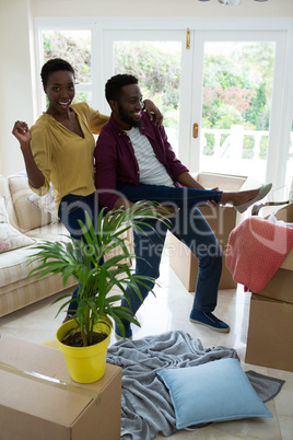 Couple enjoying in their new house